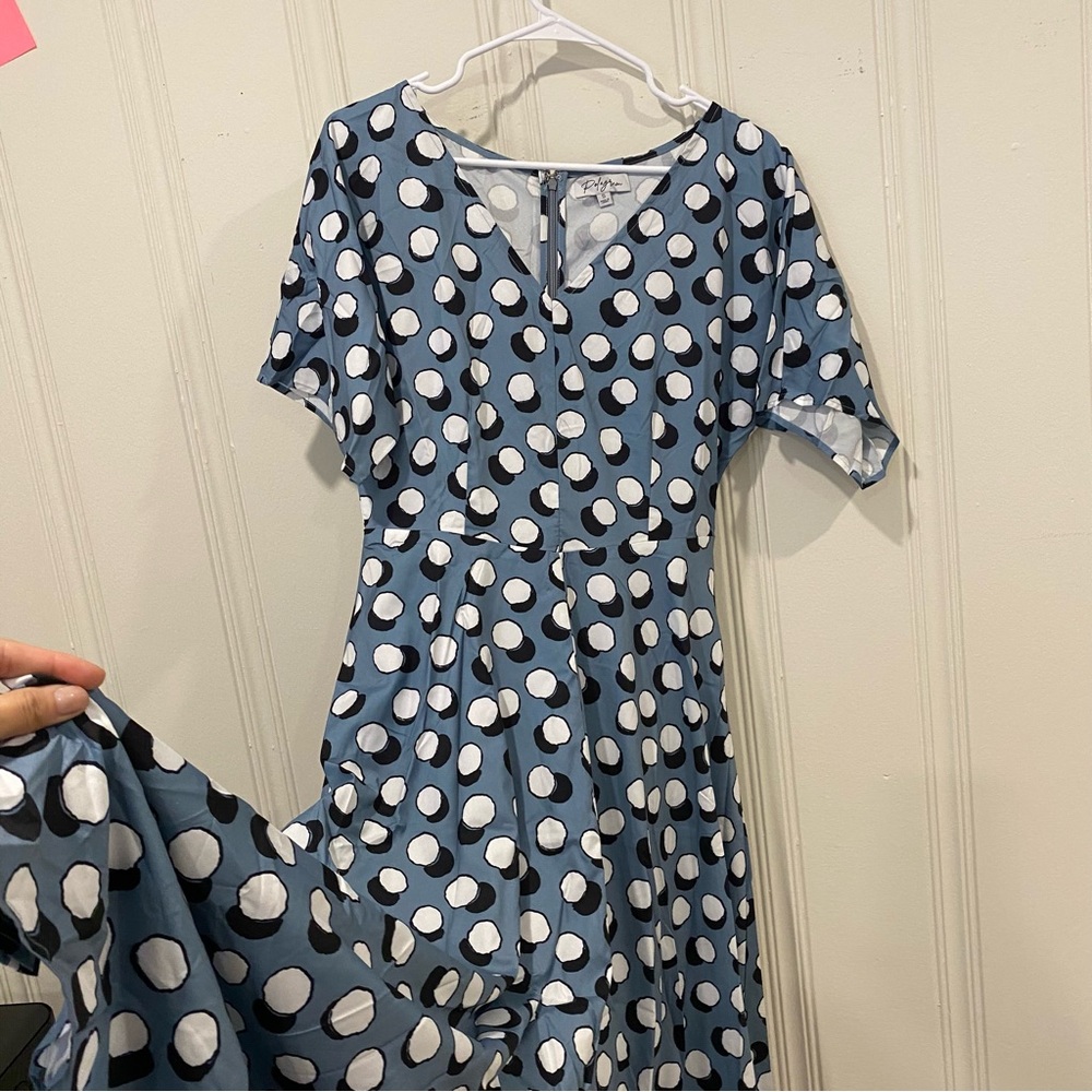 Blue Polka Dot Maxi Dress